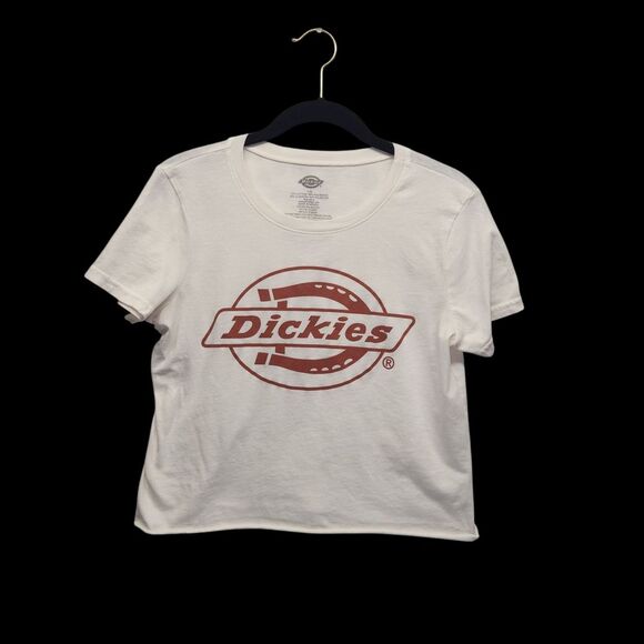 Dickies Cropped Graphic Big Logo T-Shirt Women's LARGE - Picture 1 of 5